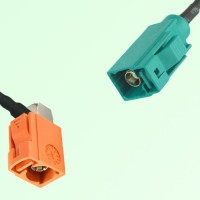 FAKRA SMB M 2003 pastel orange Female RA to Z 5021 Water Blue Female Cable
