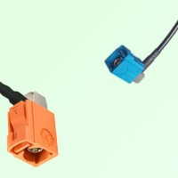 FAKRA SMB M 2003 pastel orange Female RA to Z 5021 Water Blue Female RA Cable