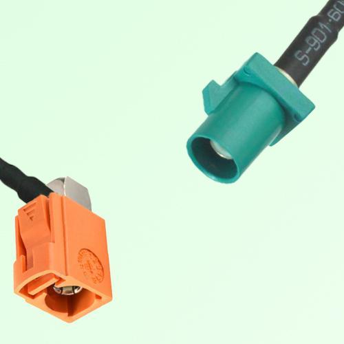 FAKRA SMB M 2003 pastel orange Female RA to Z 5021 Water Blue Male Cable