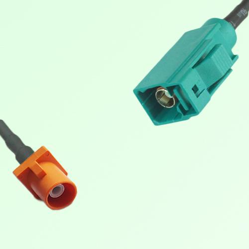 FAKRA SMB M 2003 pastel orange Male to Z 5021 Water Blue Female Cable