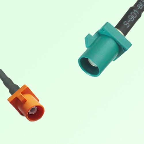 FAKRA SMB M 2003 pastel orange Male to Z 5021 Water Blue Male Cable