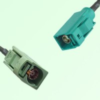 FAKRA SMB N 6019 pastel green Female to Z 5021 Water Blue Female Cable