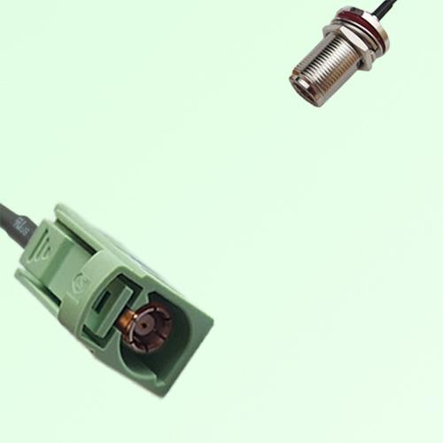 FAKRA SMB N 6019 pastel green Female Jack to N Bulkhead Female Cable FAKRA SMB N 6019 pastel green Female Jack to N Bulkhead Female Cable
