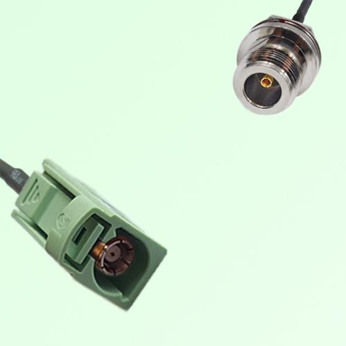 FAKRA SMB N 6019 pastel green Female to N Front Mount Bulkhead Female Cable