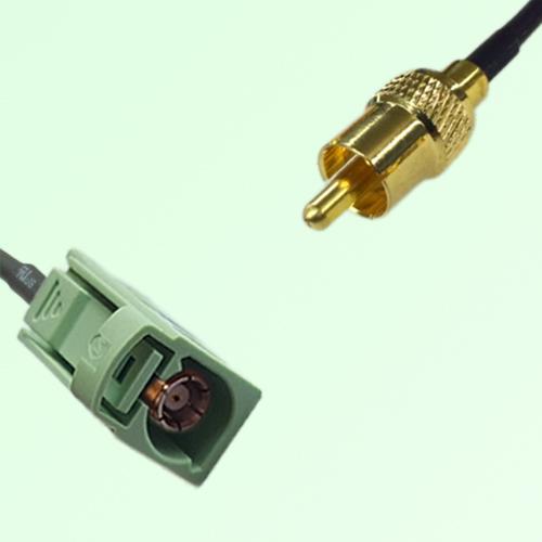 FAKRA SMB N 6019 pastel green Female Jack to RCA Male Plug Cable