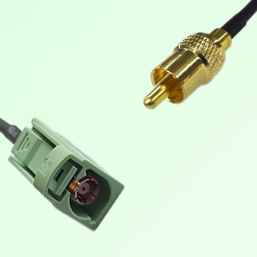 FAKRA SMB N 6019 pastel green Female Jack to RCA Male Plug Cable FAKRA SMB N 6019 pastel green Female Jack to RCA Male Plug Cable