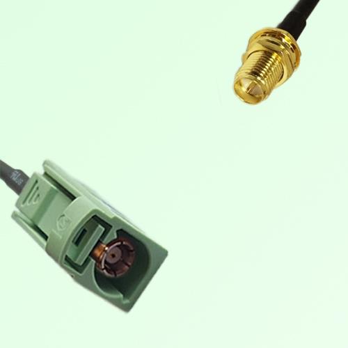 FAKRA SMB N 6019 pastel green Female to RP SMA Bulkhead Female Cable FAKRA SMB N 6019 pastel green Female to RP SMA Bulkhead Female Cable
