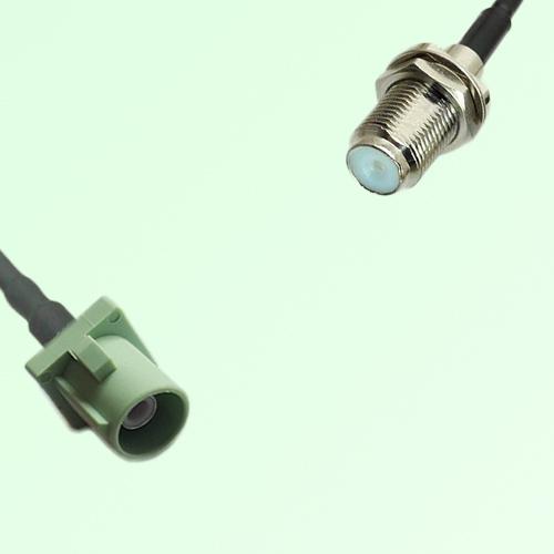FAKRA SMB N 6019 pastel green Male Plug to F Bulkhead Female Cable FAKRA SMB N 6019 pastel green Male Plug to F Bulkhead Female Cable