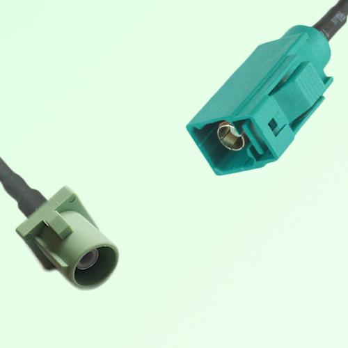 FAKRA SMB N 6019 pastel green Male to Z 5021 Water Blue Female Cable