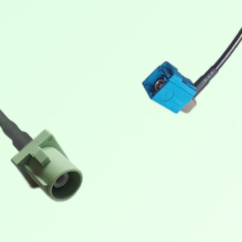 FAKRA SMB N 6019 pastel green Male to Z 5021 Water Blue Female RA Cable
