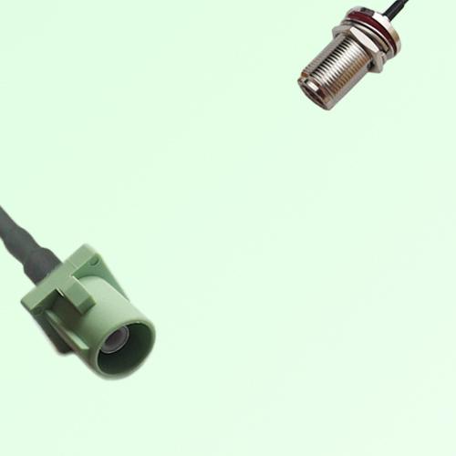 FAKRA SMB N 6019 pastel green Male Plug to N Bulkhead Female Cable FAKRA SMB N 6019 pastel green Male Plug to N Bulkhead Female Cable