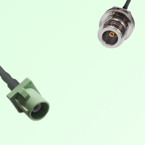 FAKRA SMB N 6019 pastel green Male to N Front Mount Bulkhead Female Cable FAKRA SMB N 6019 pastel green Male to N Front Mount Bulkhead Female Cable