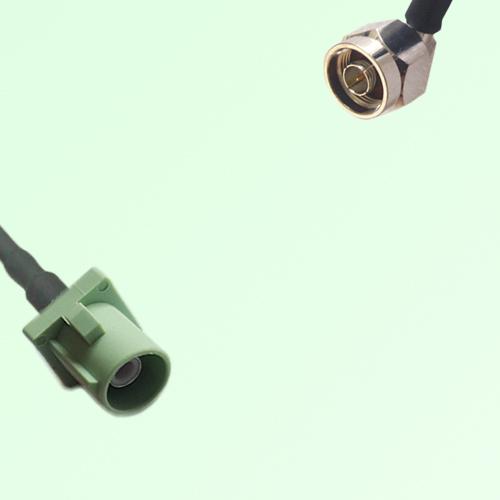 FAKRA SMB N 6019 pastel green Male Plug to N Male Plug RA Cable