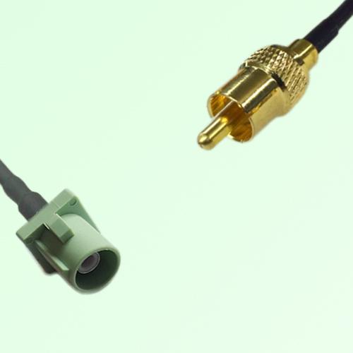 FAKRA SMB N 6019 pastel green Male Plug to RCA Male Plug Cable