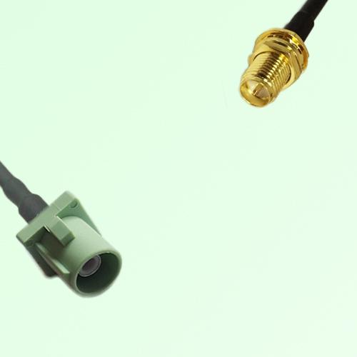 FAKRA SMB N 6019 pastel green Male to RP SMA Bulkhead Female Cable