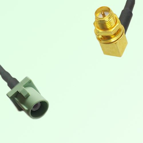 FAKRA SMB N 6019 pastel green Male to RP SMA Bulkhead Female RA Cable