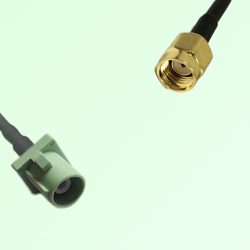 FAKRA SMB N 6019 pastel green Male Plug to RP SMA Male Plug Cable