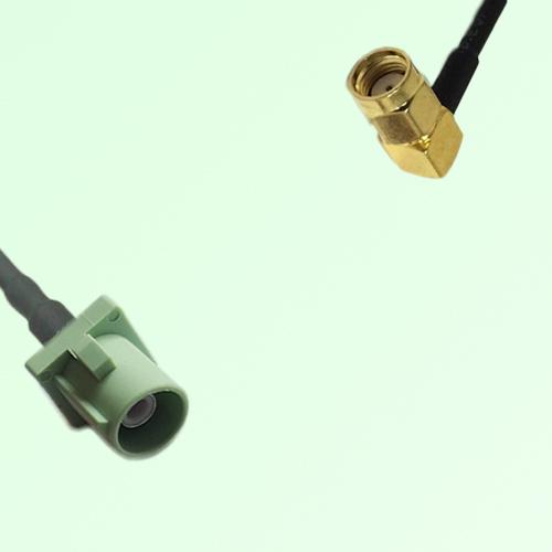 FAKRA SMB N 6019 pastel green Male Plug to RP SMA Male Plug RA Cable