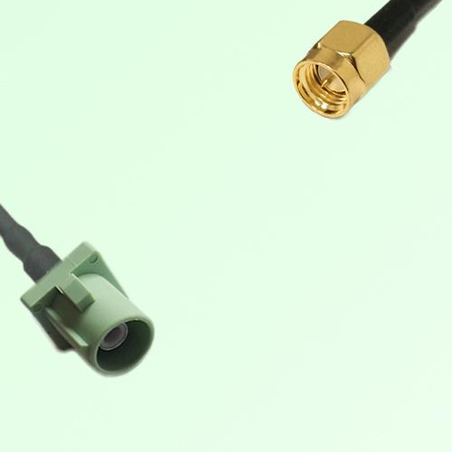 FAKRA SMB N 6019 pastel green Male Plug to SMA Male Plug Cable