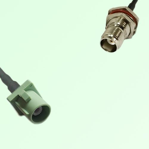 FAKRA SMB N 6019 pastel green Male Plug to TNC Bulkhead Female Cable FAKRA SMB N 6019 pastel green Male Plug to TNC Bulkhead Female Cable