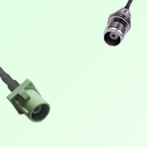 FAKRA SMB N 6019 pastel green Male to TNC Front Mount Bulkhead Female Cable FAKRA SMB N 6019 pastel green Male to TNC Front Mount Bulkhead Female Cable
