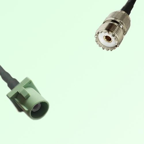 FAKRA SMB N 6019 pastel green Male Plug to UHF Female Jack Cable
