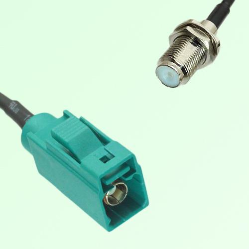 FAKRA SMB Z 5021 Water Blue Female Jack to F Bulkhead Female Cable FAKRA SMB Z 5021 Water Blue Female Jack to F Bulkhead Female Cable