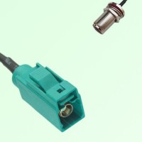 FAKRA SMB Z 5021 Water Blue Female Jack to N Bulkhead Female Cable