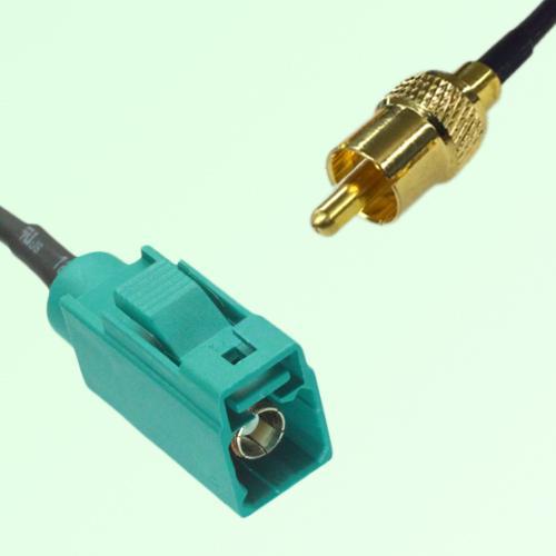 FAKRA SMB Z 5021 Water Blue Female Jack to RCA Male Plug Cable FAKRA SMB Z 5021 Water Blue Female Jack to RCA Male Plug Cable