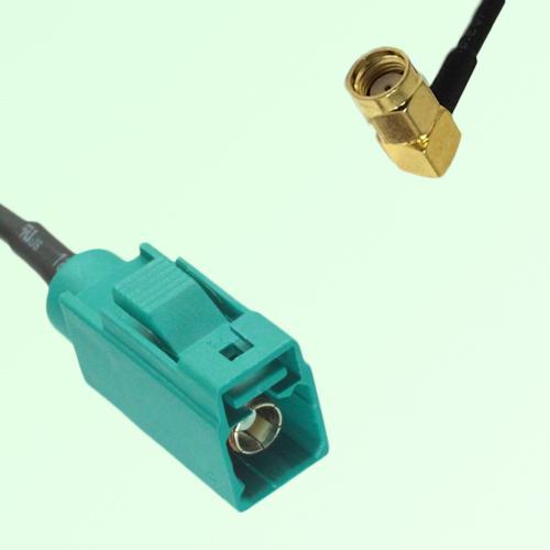 FAKRA SMB Z 5021 Water Blue Female Jack to RP SMA Male Plug RA Cable