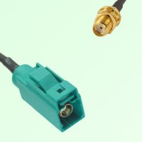 FAKRA SMB Z 5021 Water Blue Female Jack to SMA Bulkhead Female Cable