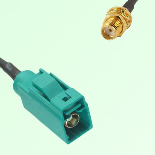 FAKRA SMB Z 5021 Water Blue Female Jack to SMA Bulkhead Female Cable