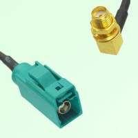 FAKRA SMB Z 5021 Water Blue Female to SMA Bulkhead Female RA Cable