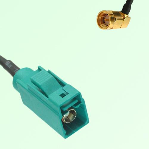 FAKRA SMB Z 5021 Water Blue Female Jack to SMA Male Plug RA Cable