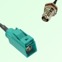 FAKRA SMB Z 5021 Water Blue Female Jack to TNC Bulkhead Female Cable