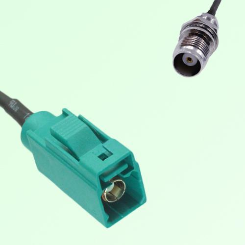 FAKRA SMB Z 5021 Water Blue Female to TNC Front Mount Bulkhead Female Cable FAKRA SMB Z 5021 Water Blue Female to TNC Front Mount Bulkhead Female Cable