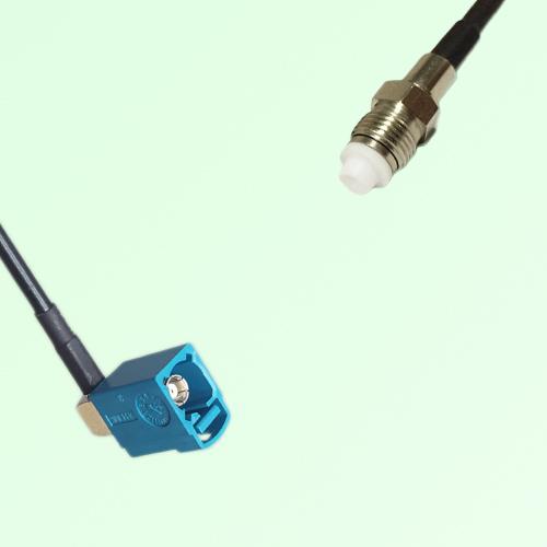 FAKRA SMB Z 5021 Water Blue Female Jack RA to FME Female Jack Cable