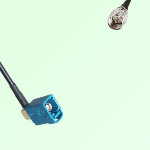 FAKRA SMB Z 5021 Water Blue Female Jack RA to Mini UHF Male Plug Cable