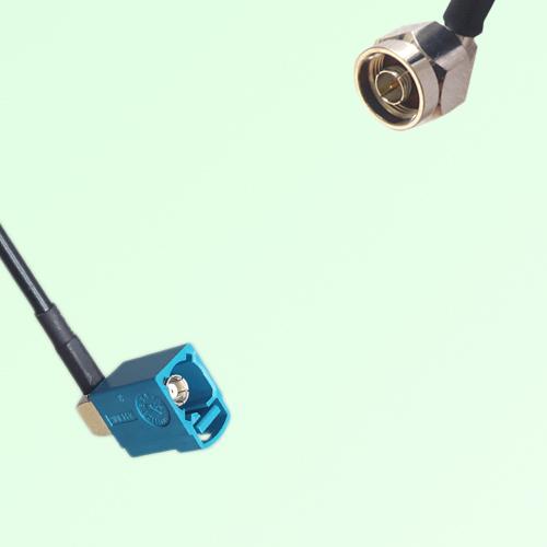 FAKRA SMB Z 5021 Water Blue Female Jack RA to N Male Plug RA Cable