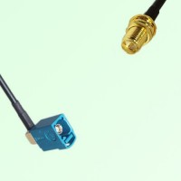 FAKRA SMB Z 5021 Water Blue Female RA to RP SMA Bulkhead Female Cable