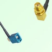 FAKRA SMB Z 5021 Water Blue Female RA to RP SMA Bulkhead Female RA Cable