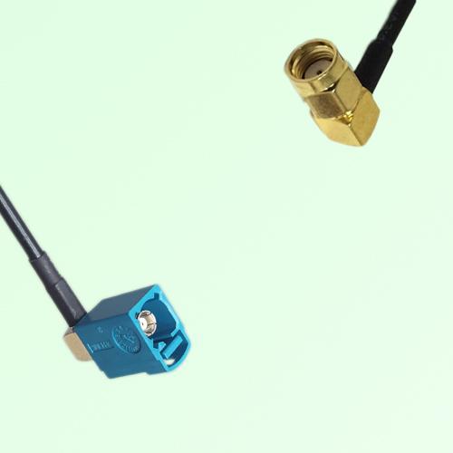 FAKRA SMB Z 5021 Water Blue Female RA to RP SMA Male RA Cable