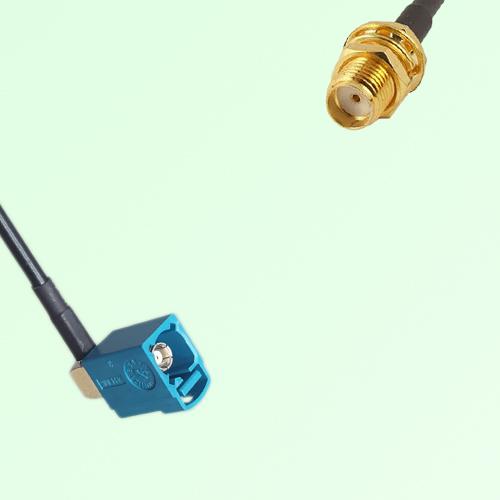 FAKRA SMB Z 5021 Water Blue Female RA to SMA Bulkhead Female Cable FAKRA SMB Z 5021 Water Blue Female RA to SMA Bulkhead Female Cable