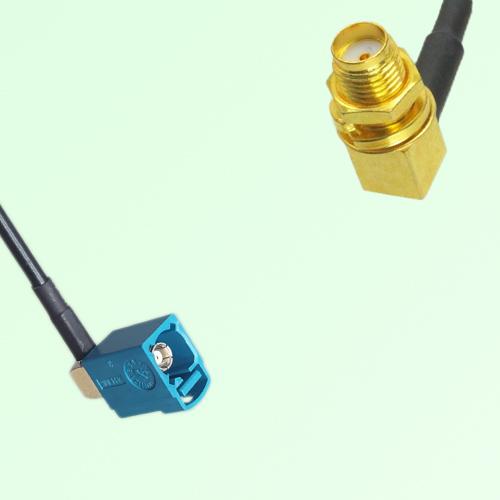 FAKRA SMB Z 5021 Water Blue Female RA to SMA Bulkhead Female RA Cable FAKRA SMB Z 5021 Water Blue Female RA to SMA Bulkhead Female RA Cable