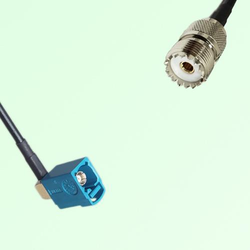 FAKRA SMB Z 5021 Water Blue Female Jack RA to UHF Female Jack Cable