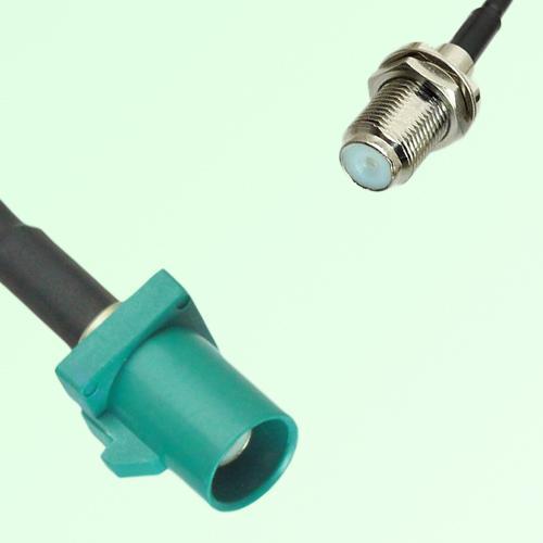 FAKRA SMB Z 5021 Water Blue Male Plug to F Bulkhead Female Jack Cable FAKRA SMB Z 5021 Water Blue Male Plug to F Bulkhead Female Jack Cable