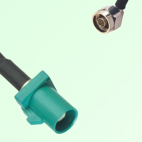 FAKRA SMB Z 5021 Water Blue Male Plug to N Male Plug Right Angle Cable