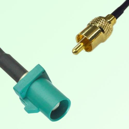 FAKRA SMB Z 5021 Water Blue Male Plug to RCA Male Plug Cable