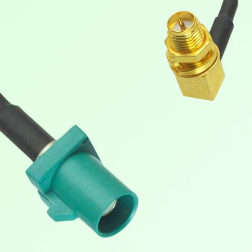 FAKRA SMB Z 5021 Water Blue Male to RP SMA Bulkhead Female RA Cable FAKRA SMB Z 5021 Water Blue Male to RP SMA Bulkhead Female RA Cable