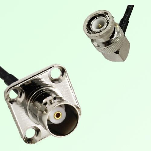 BNC Female 4 Hole Panel Mount to BNC Male RA RF Cable Assembly BNC Female 4 Hole Panel Mount to BNC Male RA RF Cable Assembly